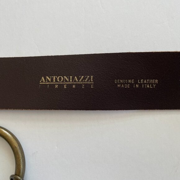 Antoniazzi Brown Leather Belt with Coin Chain Accents Handcrafted in Italy. - Picture 15 of 15
